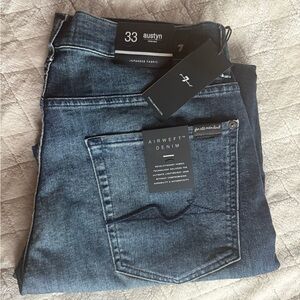 7 For All Mankind Men's Dark Blue Relaxed Jeans size 33 waist 32 length